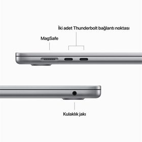 Apple MacBook Air Z18L000KY M2 8 Core CPU 10 Core GPU 16GB RAM 256GB SSD macOS 15 inç Uzay Grisi Laptop - Notebook
