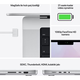 Apple MacBook Pro MK1E3TU/A M1 Pro 16GB RAM 512GB SSD macOS 16 inç Gümüş Laptop - Notebook