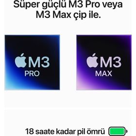 Apple MacBook Pro MRX43TU/A M3 Pro 12CPU 18GPU 18GB RAM 1TB SSD macOS 14 inç Uzay Siyahı Laptop - Notebook