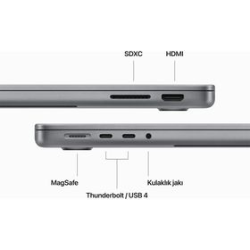 Apple MacBook Pro MXE03TU/A M3 8CPU 10GPU 16GB RAM 1TB SSD macOS 14 inç Uzay Grisi Laptop - Notebook