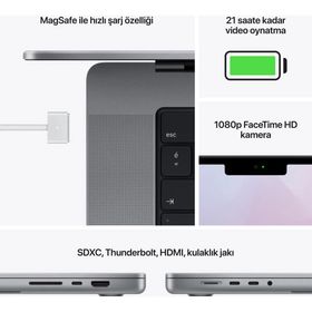 Apple MacBook Pro Z14X000B8 M1 Max 10CPU 32GPU 64GB RAM 1TB SSD macOS 16 inç Uzay Grisi Laptop - Notebook