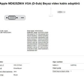 Apple MD825ZM/A Lightning to VGA Dönüştürücü Adaptör