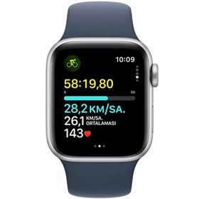 Apple Watch SE 3 GPS + Cellular Gümüş Alüminyum Kasa Fırtına Mavisi Spor Kordon Akıllı Saat