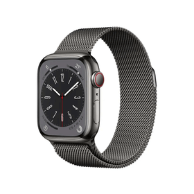 Apple Watch Series 8 GPS + Cellular Paslanmaz Çelik Kasa 41 mm  Milano Loop Grafit Akıllı Saat