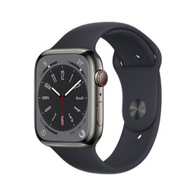 Apple Watch Series 8 GPS+Cellular 45 mm Paslanmaz Çelik Kasa Spor Kordon Gece Yarısı Akıllı Saat Yenilenmiş