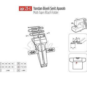Apr Apere Apr 23-L 40 mmx20 mm (20x10) Yandan Biyeli Şerit Aparatı
