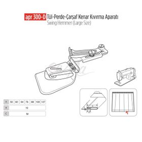 Apr Apere Apr 300-D 130 mm Tül Perde Çarşaf Kenar Aparatı