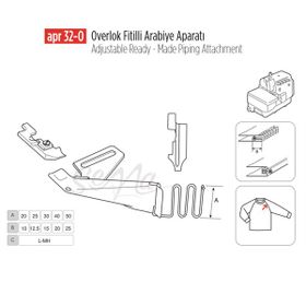 Apr Apere Apr 32-O 20 mmx10 mm Overlok Fitilli Arabiye Aparatı