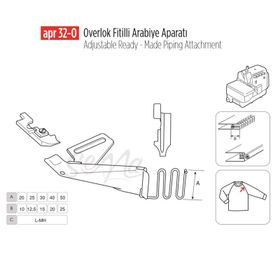 Apr Apere Apr 32-O 40 mmx20 mm Overlok Fitilli Arabiye Aparatı