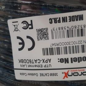 Apronx CAT6 23AWG 305 mt Outdoor 0.57 mm Siyah UTP Kablo