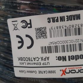 Apronx CAT6 23AWG 305 mt Outdoor 0.57 mm Siyah UTP Kablo