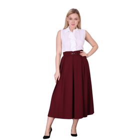 Apsen Textile 2054-90 Metal Aksesuar Detaylı Mevsimlik Maxi Bordo Kadın Kloş Etek