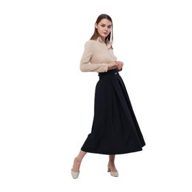 Apsen Textile 2054-90 Metal Aksesuar Detaylı Mevsimlik Maxi Siyah Kadın Kloş Etek