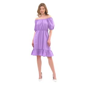 Apsen Textile 4367-95 Beli Lastikli Tery Coton Elbise Lila Kadın Elbise