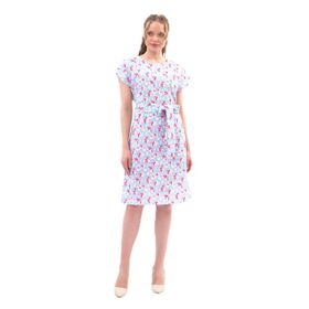 Apsen Textile 4443-105 Kuşaklı Bisiklet Yaka Düşük Omuz Detaylı Mavi Kadın Elbise