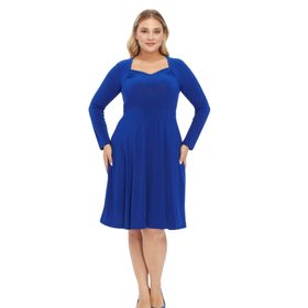 Apsen Textile 4464-110 Beşgen Yaka Uzun Kol Detaylı Kısa Örme Saks Kadın Elbise