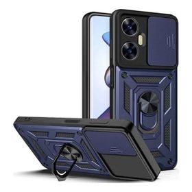 Apsuwa Realme C55 Yüzüklü Sürgülü Kamera Korumalı Pars Lacivert Kılıf
