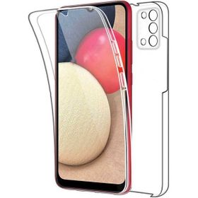 Apsuwa Samsung Galaxy A03S Ön Arka 360 Koruma Şeffaf Silikon Kamera Korumalı Saydam Kılıf