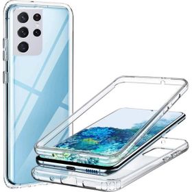 Apsuwa Samsung Galaxy S21 Ultra Ön Arka 360 Koruma Şeffaf Silikon Kamera Korumalı Saydam Kılıf