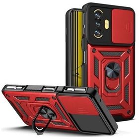 Apsuwa Xiaomi Redmi K40 Gaming Yüzüklü Sürgülü Kamera Korumalı Pars Kırmızı Kılıf