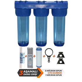 Aqua Bella Spring Forte Daire Girişi 3'lü Kum Çamur Önleyici Su Arıtma Cihazı Filtre Sistemi