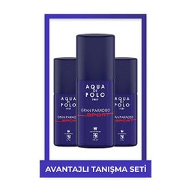 Aqua Di Polo 1987 Gran Paradiso Sport Metal Şişe 100 ml 3'lü EDP Yılbaşı Erkek Parfüm Seti
