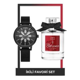 Aqua Di Polo 1987 Sevgililer Gününe Özel Seri STCC021250 Siyah Kadın Kol Saati + Bolsena EDP 50 ml Kadın Parfüm