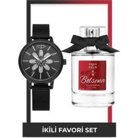 Aqua Di Polo 1987 Sevgililer Gününe Özel Seri STCC021250 Siyah Kadın Kol Saati + Bolsena EDP 50 ml Kadın Parfüm