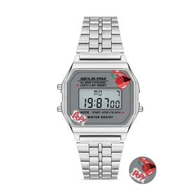 Aqua Di Polo APWA063501 Kadın Gümüş Metal Kordonlu Pop Dijital Retro Saat