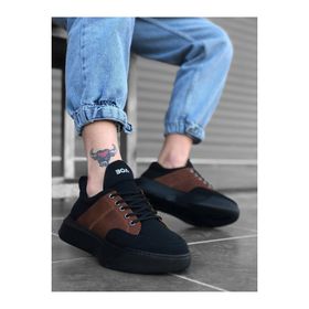 Aradım Taradım BA0163 Bağcıklı Erkek Yüksek Taban Siyah Taba Spor Ayakkabı