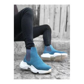 Aradım Taradım BA0444 Bağcıksız Rahat Yüksek Taban Mavi Erkek Spor Yarım Bilek Bot