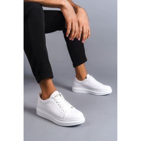 Aradım Taradım SLW151 Beyaz Boost Bağcıklı Cilt Erkek Günlük Sneaker Ayakkabı