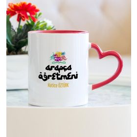 Arapça Öğretmeni Kalpli Kupa Bardak