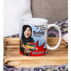 Arapça Öğretmeni Kalpli Kupa Bardak