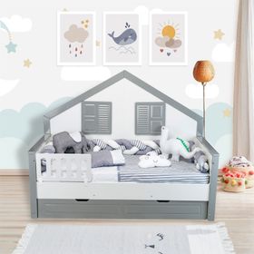 Aras Bebe 90x190 cm Gri Örgülü Montessori Uyku Seti