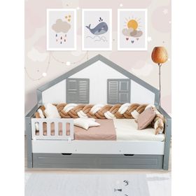 Aras Bebe 90x190 cm Kahverengi Kadife Örgülü Montessori Uyku Seti