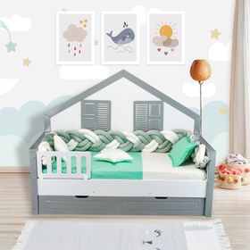 Aras Bebe 90x190 cm Yeşil Kadife Örgülü Montessori Uyku Seti