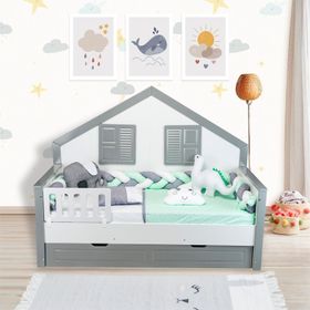 Aras Bebe 90x190 cm Yeşil Örgülü Montessori Uyku Seti