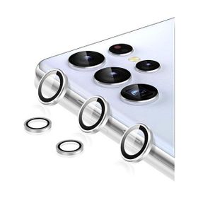 Arazon Samsung Galaxy S22 Ultra Arka Kamera Gümüş Alüminyum Lens Koruyucu