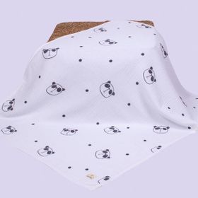 Arba Baby Organik Pamuk 4 Katlı Desenli Beyaz Panda Temalı Müslin Bebek Battaniyesi