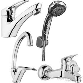 Arçe 4 Parça Lavabo Eviye Banyo Bataryası Duş Seti