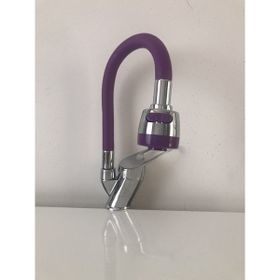 Arçe Duvardan Spiral Başlıklı Mor Krom Evye Mutfak Bataryası