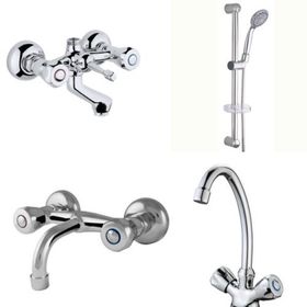 Arçe Klasik Çevirmeli Banyo + Evye + Sabit Lavabo Bataryası + Sürgülü Duş Takımı