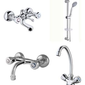 Arçe Klasik Çevirmeli Banyo + Evye + Sabit Lavabo Bataryası + Sürgülü Duş Takımı