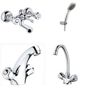 Arçe Klasik Çevirmeli Banyo + Kuğu Evye + Kartal Lavabo Bataryası + Duş Takımı