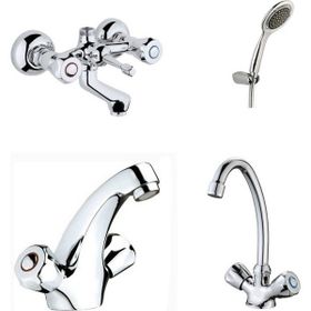 Arçe Klasik Çevirmeli Banyo + Kuğu Evye + Kartal Lavabo Bataryası + Duş Takımı