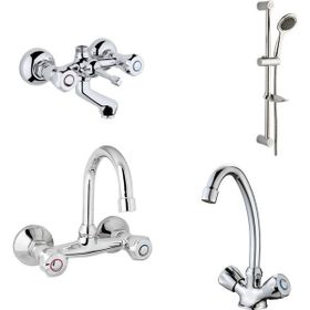 Arçe Klasik Çevirmeli Banyo + Kuğu Evye + Lavabo Bataryası + Sürgülü Duş Takımı