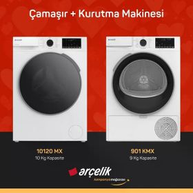 Arçelik 10120 MX Çamaşır Makinesi + 901 KMX Çamaşır Kurutma Makinesi