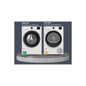 Arçelik 8100 MX Çamaşır Makinesi + 801 KMX Çamaşır Kurutma Makinesi