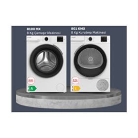 Arçelik 8100 MX Çamaşır Makinesi + 801 KMX Çamaşır Kurutma Makinesi